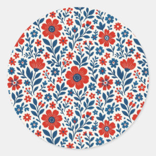 US-amerikanisches Blumenmuster Runder Aufkleber