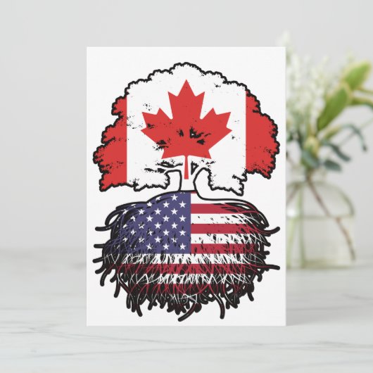 US-amerikanisches kanadisches Tree-Roots-Flag Einladung (Stehend Vorderseite)