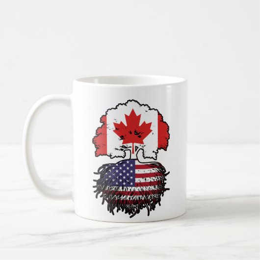 US-amerikanisches kanadisches Tree-Roots-Flag Kaffeetasse (Links)
