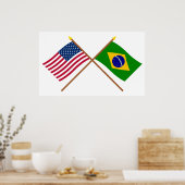 US and Brazil Crossed Flags Poster (Küche)