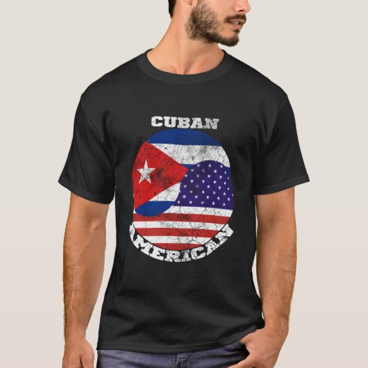Us And Cuba Flag Half Cuban Half American T-Shirt (Vorderseite)