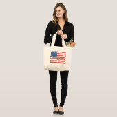 US-Angesagte Sketch American Flag Jumbo Stoffbeutel (Vorderseite (Model))