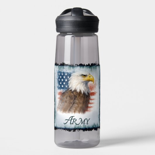 US-Armee-Flagge & Adler Trinkflasche (Vorne)