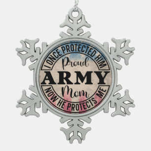 US-Armee-Mama bedrängte USA-Flagge Militär Schneeflocken Zinn-Ornament