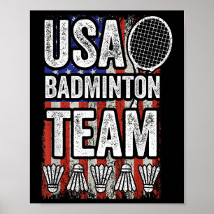 US-Badminton-Team Amerikanische Flagge Lustiges Ba Poster