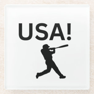 US-Baseballspieler mit Punkt als Kugel Glasuntersetzer