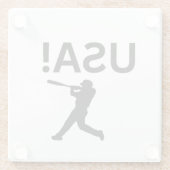 US-Baseballspieler mit Punkt als Kugel Glasuntersetzer (Rückseite)