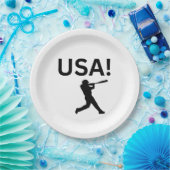 US-Baseballspieler mit Punkt als Kugel Pappteller (Party)