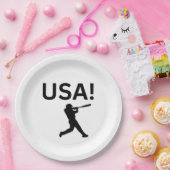 US-Baseballspieler mit Punkt als Kugel Pappteller (Party)