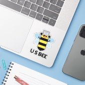 US Bee Funny USB Technical Pub Aufkleber (Laptop mit iPhone)