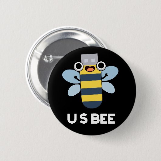 US Bees Funny USB Technical Pun Dark BG Button (Vorne & Hinten)
