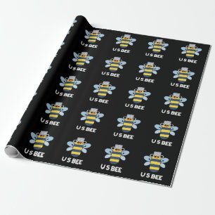 US Bees Funny USB Technical Pun Dark BG Geschenkpapier