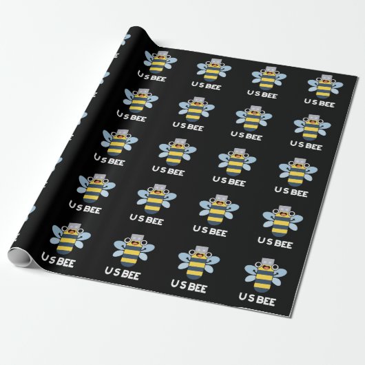 US Bees Funny USB Technical Pun Dark BG Geschenkpapier (Ungerollt)