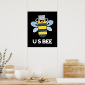 US Bees Funny USB Technical Pun Dark BG Poster (Küche)