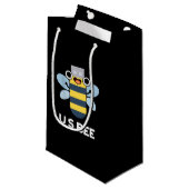 US-Biene lustige USB technische Wortspiel dunkler Kleine Geschenktüte (Vorderseite Schrägansicht)