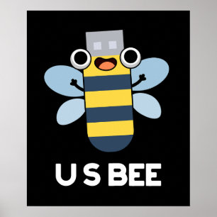US-Biene lustige USB technische Wortspiel dunkler  Poster