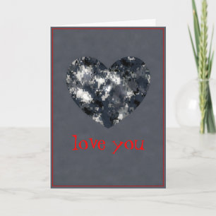 US-Blau-Tarnmuster "Liebe dich" Valentinsgruß-Herz Feiertagskarte