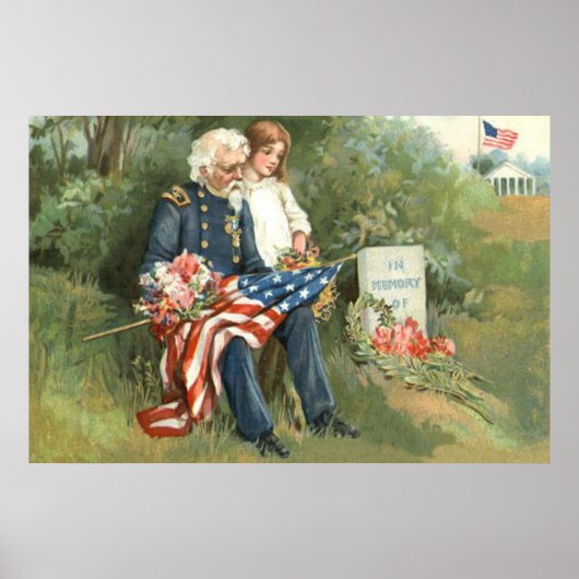 US-Blume für den Friedhof-Grabstein Poster (Vorne)