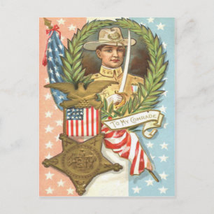 US-Bürgerkriegflagge Kavallerie Kranz Postkarte