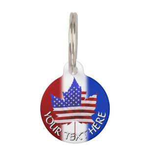 US Canada Pet Tag Custom Canada Mapsse Leaf USA Ta Haustiermarke