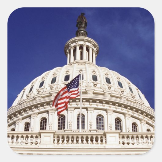 US capitol building, Washington DC Quadratischer Aufkleber (Vorderseite)