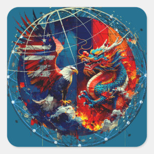US-China-Konfrontation Quadratischer Aufkleber