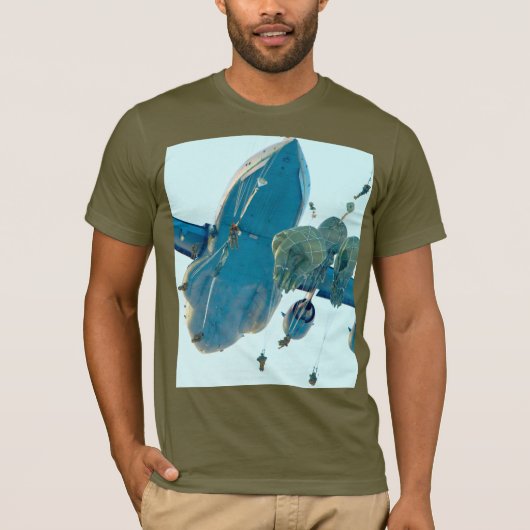 US COMBAT SQUAD - US-Im Flugzeug Fallschirmjäger T-Shirt (Vorderseite)