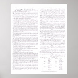 US Constitution Parchment Typescript, Mauve, Poster