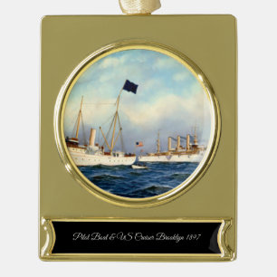 US Cruiser Brooklyn 1897 Banner-Ornament Gold