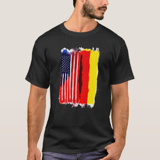 US-deutsche Flagge Halbamerikanischer Halbdeutsche T-Shirt