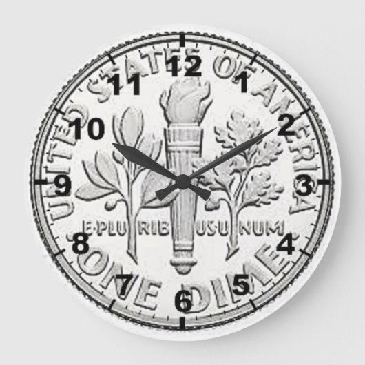 "US Dime"-Wanduhren im Münzdesign Große Wanduhr (Vorderseite)