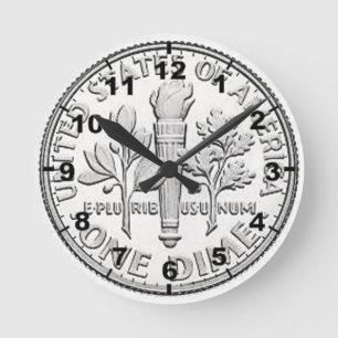 "US Dime"-Wanduhren im Münzdesign Runde Wanduhr