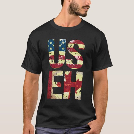 US Eh America Canada Flag Funny American Canadian T-Shirt (Vorderseite)