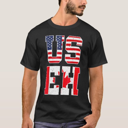 US Eh American Canadian Flag Kanada Pride USA T-Shirt (Vorderseite)