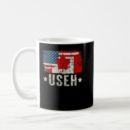 US Eh American Canadian Flag Vintager kanadischer Kaffeetasse (Links)