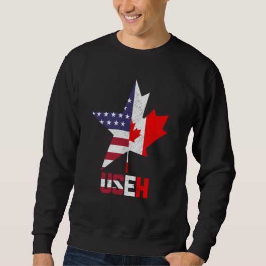 US Eh Canada Canadian American Flag Pride Patrioti Sweatshirt (Vorderseite)