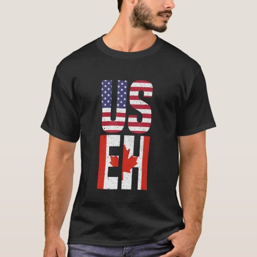 US EH Funny American Canadian USA Kanada Flag_1 T-Shirt (Vorderseite)