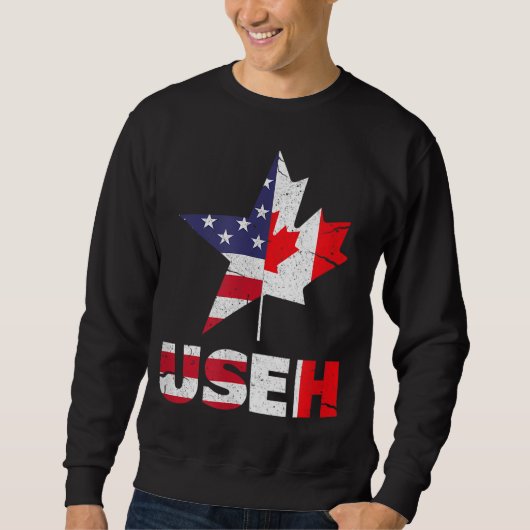 US EH Funny Canada American Flag Sweatshirt (Vorderseite)