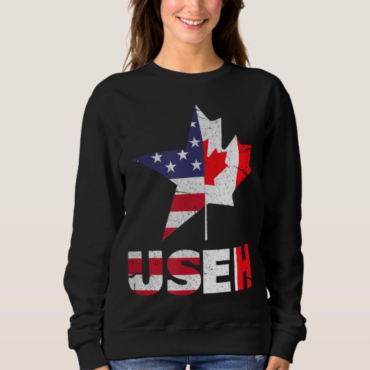 US EH Funny Canada American Flag Sweatshirt (Vorderseite)