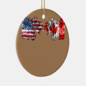 US EH Leaf Canadian American Flag Kanada USA Keramik Ornament (Rechts)