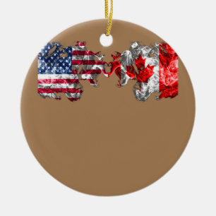 US EH Leaf Canadian American Flag Kanada USA Keramik Ornament