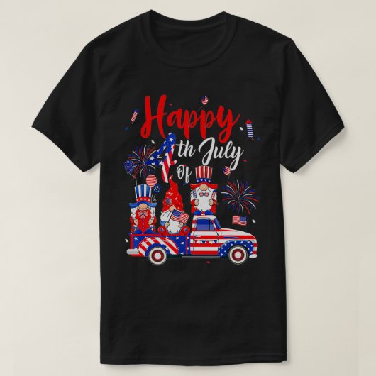 US-Fahne Feuerwerk drei Gnomes 4. Juli unabhängig T-Shirt (Design vorne)