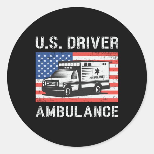 US-Fahrer Krankenwagen Fahrer paramedic Emergency Runder Aufkleber (Vorderseite)