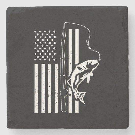 US-Fischereiflagge Steinuntersetzer (Vorderseite)