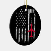 US Flag Airport Runway Airplane Pilot Geschenk Keramik Ornament (Rechts)