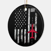 US Flag Airport Runway Airplane Pilot Geschenk Keramik Ornament (Links)