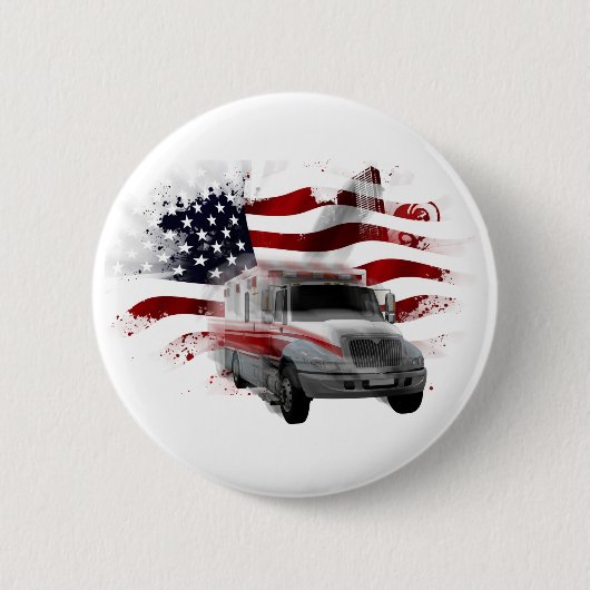 US Flag Ambulance Handy Fall EMT Paramedic Button (Vorderseite)