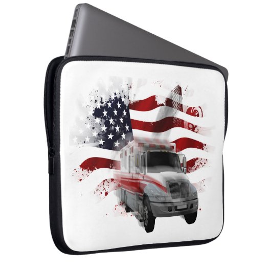 US Flag Ambulance Handy Fall EMT Paramedic Laptopschutzhülle (Vorne Rechts)