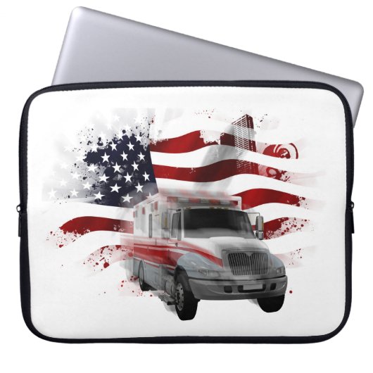 US Flag Ambulance Handy Fall EMT Paramedic Laptopschutzhülle (Vorderseite)