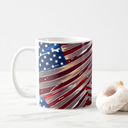 US Flag American Blue White Strokes Stars Kaffeetasse (Mit Donut)